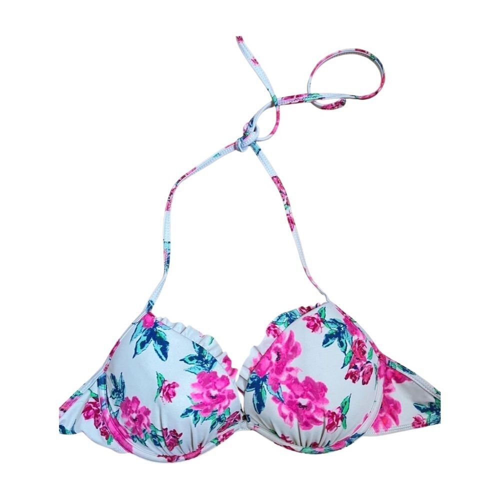 PacSun LA Hearts Boho Floral Padded Bikini Top - Pink/Blue Multicolor - Size M